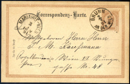 Cover "BRUNN AN DER WILD 2 / 1 / 91", Einkreisstempel Auf KK 2 Kr. 1890 Nach Wien (Klein 15P.) - Sonstige & Ohne Zuordnung