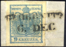 Piece "Gloggnitz", (Müller 798a - 15 Punkte) Auf Briefstück Mit 9 Kr Blau, ANK 5 - Autres & Non Classés