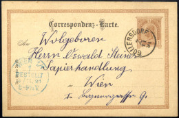 Cover "GÖLLERSDORF 2 / 11 / 91", Einkreisstempel Auf KK 2 Kr. 1890 Nach Wien (Klein 15P.) - Other & Unclassified