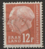 "Deutschland Saargebiet" - MiNr. 387 Deutschland Saargebiet Und Saarland 1957, 1. Jan./25. Mai. Bundespräsident Th. Heuß - Oblitérés