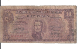 URUGUAY 10 PESOS 1939 VG+ P 37 A - Uruguay