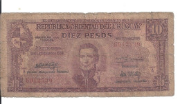 URUGUAY 10 PESOS 1939 VG+ P 37 A - Uruguay