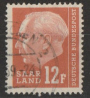 "Deutschland Saargebiet" - MiNr. 387 Deutschland Saargebiet Und Saarland 1957, 1. Jan./25. Mai. Bundespräsident Th. Heuß - Oblitérés