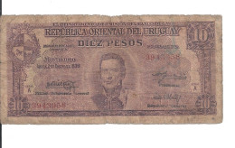 URUGUAY 10 PESOS 1939 VG+ P 37 A - Uruguay