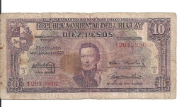 URUGUAY 10 PESOS 1939 VG+ P 37 B - Uruguay
