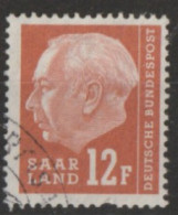 MiNr. 387 Deutschland Saargebiet Und Saarland 1957, 1. Jan./25. Mai. Bundespräsident Th. Heuß - Oblitérés