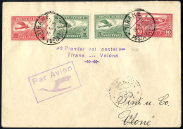 Cover 1925, Erstflug Von Tirana Nach Valona Frankiert über 30 Q, Mi. U5,126,127 - Albania