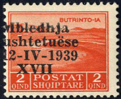 * 1939, Assemblea Costituente, 2 Q. Arancio Con La Soprastampa Spostata Fortemente A Sinistra, Nuovo Con Gomma Originale - Albanien