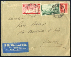 Cover 1940, Luftpostbrief Vom 9.5.1940 Von Tirana Nach Firenze, Frankiert Mit Flugpostmarken 5 Q. Grün Und 15 Q. Karminr - Albania