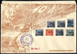 */cover 1945, Serie Der Sieben Ungebrauchten Werte Auf Illustriertem Brief, Mi. 368-374 - Albanie
