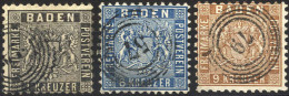 O 1862/63, Wappen Mit Liniertem Hintergrund, Komplette Serie 3 Werte, Gez. 10, Gestempelt, Mi. 13-15 - Otros & Sin Clasificación