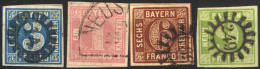 O 1850/58, Wertziffer Im Geschlossenen Kreis, Serie 4 Werte, Gestempelt, Mi. 2-5 II - Otros & Sin Clasificación