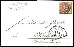 Cover 1861, Brief Von Fürth Am 16.7. Nach Kreuzhütte Frankiert Mit 6 Kr Braunorange, Type II Platte 3, Mi. 4 II - Sonstige & Ohne Zuordnung