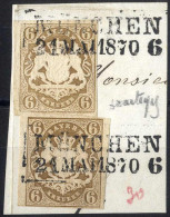Piece 1868, Wappen, Zwei 6 Kr Ockerbraun, Ungezähnt Gestempelt Auf Briefstück, Mi. 20 - Other & Unclassified