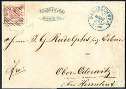 Cover 1863, Prachtvoller Brief Vom 9.3.1863 Von Braunschweig Nach Ober-Oderwitz Bei Herrnhut, Frankiert Mit Einer Breit  - Braunschweig