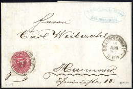 Cover 1865, Brief Nach Hannover Frankiert Mit 1 Gr Karmin, Mi. 18 / 180,- - Braunschweig