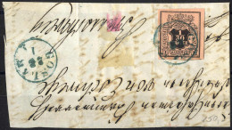 Piece 1851/55, 1/30 Th / 1 Sgr, Schwarz Auf Lachsfarben Auf Großem Briefstück, Ungezähnt Mit Wz. 2, Mi. 3 - Hanovre