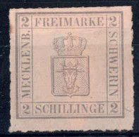 * 1864, Gekrönter Stierkopf Im Schild, 2 S Blaugrau, Durchstochen, Mi. 6b - Mecklenburg-Schwerin