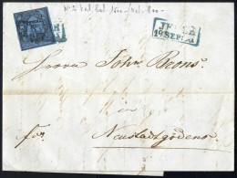 Cover 1852, 1/30 Th / 2 2/5 Gr / 1 Sgr Schwarz Auf Ultramarin, Type III Auf Brief Von Jever Nach Neustadt Goedens, Mi. 2 - Oldenbourg