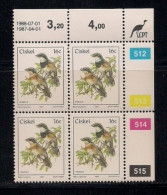 CISKEI, 1987, MNH Control Block Stamps, Definitive 16 Cent Bird,  M 114 - Ciskei