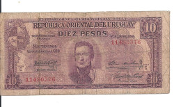 URUGUAY 10 PESOS 1939 VG+ P 37 C - Uruguay