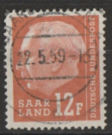 "Deutschland Saargebiet" - MiNr. 387 Deutschland Saargebiet Und Saarland 1957, 1. Jan./25. Mai. Bundespräsident Th. Heuß - Oblitérés