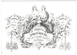 Belgique "Carte Porcelaine"  Porseleinkaart, Je. Hanssens Fils, Fabricant De Lustres En Bronze, Bruxelles, Dim:118 X83mm - Cartes Porcelaine