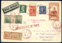 Cover 1929, Eingeschriebener Luftpost-Brief Für Den Nautischen-Salon In Paris Vom 19.12. Nach Quierschied, Mit Allen Ste - Other & Unclassified