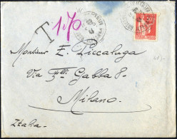 Cover 1934, Brief Vom 6.8.1934 Von Roquebruye ... Martin (Alpes Marittimes) Nach Mailand, Frankiert Mit 50 C. Rot (Säeri - Sonstige & Ohne Zuordnung