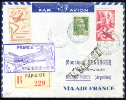 Cover 1946, Eingeschriebener Flugpostbrief "Paris-Rio-Buenos Aires" Von Paris Am 22.6. Nach Buenos Aires, Muller 539 (35 - Other & Unclassified