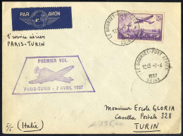 Cover 1937, Erstflug Paris-Turin Vom 7.4., Mi. 307 - Sonstige & Ohne Zuordnung