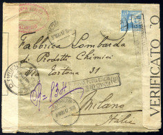 Cover 1917-42, Lot 3 Briefe: Vom 30.3.1917 Von Thessaloniki Nach Mailand Mit 25 L. Hellblau (Mi. 230, Zwei Marken Fehlen - Sonstige & Ohne Zuordnung