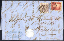 Cover 1861, Letter From London 19.3.1861 To Genova With 1 And 6 D. Queen Victoria, SG 29+70 / 247,- - Other & Unclassified