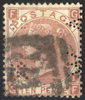 O 1867/68, Viktoria, Weiße Eckbuchstaben, 10 P. Rotbraun, Wz Rosenzweig, Perfin, Mi. 32 - Sonstige & Ohne Zuordnung
