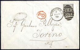 Cover 1873, Brief Aus London Am 4.8. Nach Turin (Italien), Frankiert Durch Viktoria 6 P. Grauschwarz, Mi. 39 - Other & Unclassified