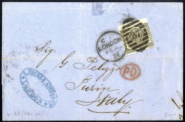 Cover 1874, 6 Pence Grau Auf Auslandsbrief Von London 4.2.1874 Nach Turin (Mi. 39) - Sonstige & Ohne Zuordnung