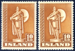 ** 1945, Thorfinn Karlsefni, 10 Kr Orangebraun Je Gez 14 + 11½, Postfrisch, Mi. 230 A+E - Otros & Sin Clasificación