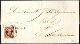 Cover 1855, 10 Cent. Auf Brief Vom 8.7.1855 Nach Amsterdam (Mi. 2) - Autres & Non Classés