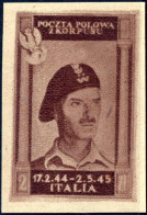 * 1946, 2 Z. Bruno Lillaceo Non Dentellato, Nuovo Con Gomma Originale, Firmato Colla (Sass. 13A, € 100). - 1946-47 Période Corpo Polacco