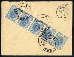 Cover 1894, Brief Von Tirgu Jiu Am 16.6. Nach Wien (Österreich) Frankiert Rückseitig Mit Fünferstreifen 5 B Blau, Mi. 10 - Other & Unclassified