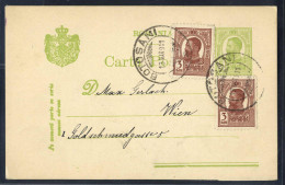 Cover 1911, Ganzsachenkarte 5 B Grün Von Botosani Am 13.3. Nach Wien, Zusatzfrankatur Zwei 3 B Rotbraum, Mi. P50, 221 - Other & Unclassified