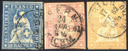 O 1854, Strubli Geschnitten, 10, 15, 20 Rp. Berner Druck, 20 Rp. Signiert ED, Mi. 14-16 II - Sonstige & Ohne Zuordnung