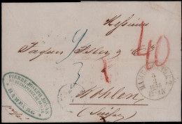 "HAMBURG TH & T", K1 Nebst Taxvermerken Auf Auslandsbrief 1855 Nach Wohlen - Hamburg (Amburgo)