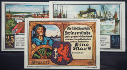 "SWINEMÜNDE", Drei Verschiedene Notgeldscheine Um 1920 - Notgeld