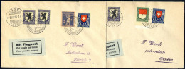 Cover 1925, Zwei Luftpostbriefe Von Basel Nach Genf Bzw. Zürich Frankiert Mit 5+5 C, 10+5 C Und 30+10 C Der Wappen VII U - Other & Unclassified