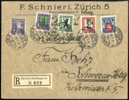 Cover 1926, Eingeschriebener Brief Von Zürich 2 Am 5.1. Nach Schwerin (Deutschland) Frankiert Mit 5+5 C, 10+5 C Und 20+5 - Sonstige & Ohne Zuordnung