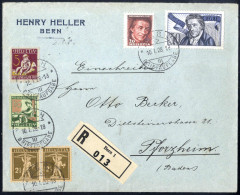 Cover 1928, Eingeschriebener Brief Von Bern 1 Am 10.1. Nach Pforzheim (Deutschland) Frankiert Mit Satz Pro Juventute 192 - Sonstige & Ohne Zuordnung