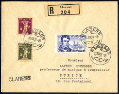 Cover 1931, Eingeschriebener Brief Von Clarens Am 31.12. Nach Zürich, Frankiert Pro Juventute 1931 30+10 C Und Zusatzfra - Other & Unclassified