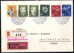 Cover 1944, Eingeschriebener Express-Brief Von Winterthur Am 3.12. Nach Beinwil A See Frankiert Mit Komplettem Satz 4 We - Otros & Sin Clasificación