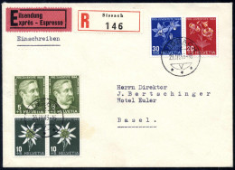 Cover 1945, Eingeschriebener Express-Brief Von Sissach Am 29.3. Nach Basel Frankiert Mit Komplettem Satz 4 Werte Pro Juv - Sonstige & Ohne Zuordnung